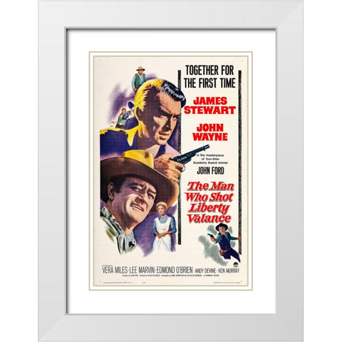 The Man who Shot Liberty Valance-1962 White Modern Wood Framed Art Print with Double Matting by Vintage Hollywood Archive