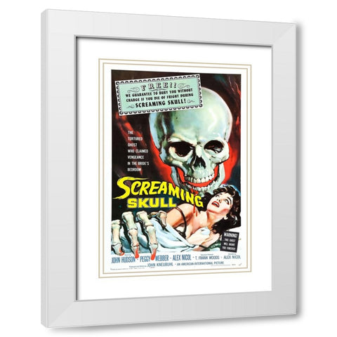 The Screaming Skull White Modern Wood Framed Art Print with Double Matting by Vintage Hollywood Archive