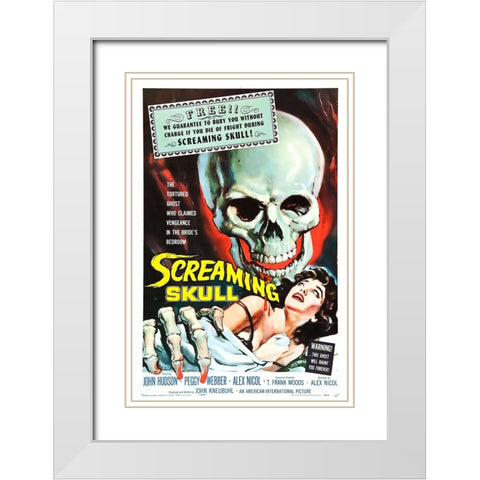 The Screaming Skull White Modern Wood Framed Art Print with Double Matting by Vintage Hollywood Archive