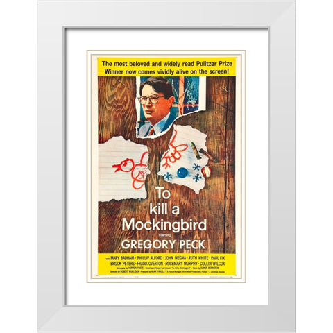 To Kill a Mockingbird-1963 White Modern Wood Framed Art Print with Double Matting by Vintage Hollywood Archive