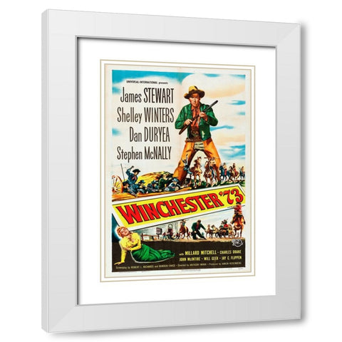 Winchester 73-1950 White Modern Wood Framed Art Print with Double Matting by Vintage Hollywood Archive