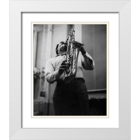 Albert Ayler White Modern Wood Framed Art Print with Double Matting by Vintage Music Archive