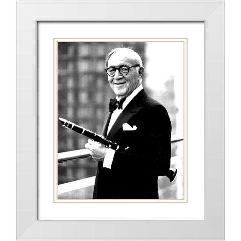 Benny Goodman White Modern Wood Framed Art Print with Double Matting by Vintage Music Archive