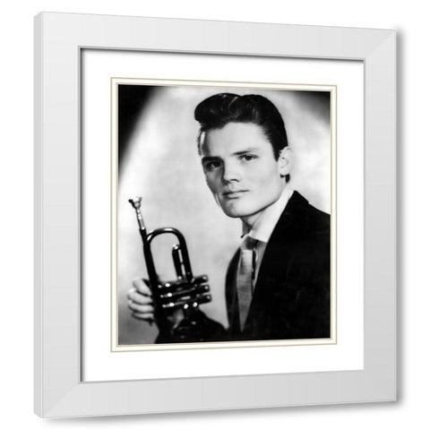 Chet Baker-1955 White Modern Wood Framed Art Print with Double Matting by Vintage Music Archive