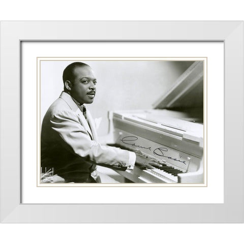 Count Basie-1955 White Modern Wood Framed Art Print with Double Matting by Vintage Music Archive
