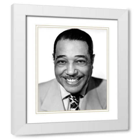 Duke Ellington White Modern Wood Framed Art Print with Double Matting by Vintage Music Archive