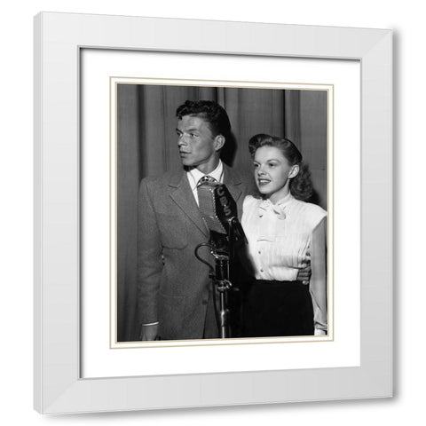 Frank Sinatra and Judy Garland-1944 White Modern Wood Framed Art Print with Double Matting by Vintage Music Archive