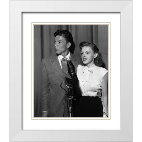 Frank Sinatra and Judy Garland-1944 White Modern Wood Framed Art Print with Double Matting by Vintage Music Archive