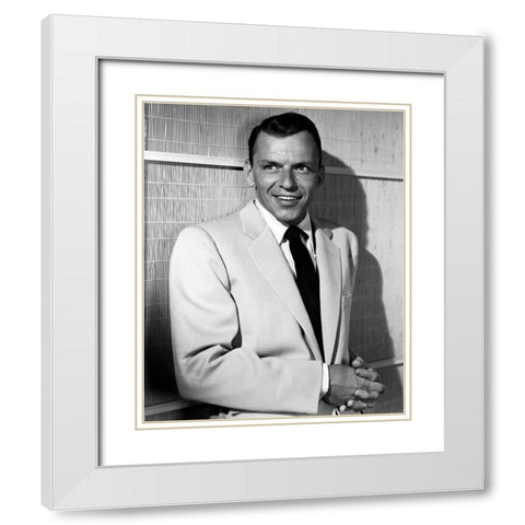 Frank Sinatra-1953 White Modern Wood Framed Art Print with Double Matting by Vintage Music Archive