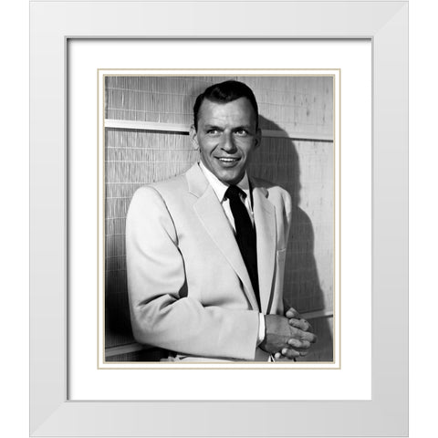 Frank Sinatra-1953 White Modern Wood Framed Art Print with Double Matting by Vintage Music Archive