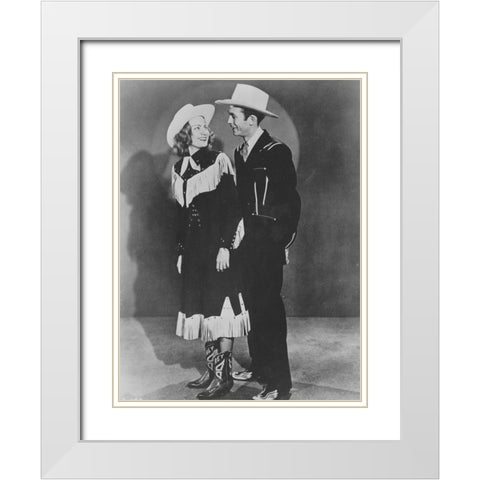 Hank and Audrey White Modern Wood Framed Art Print with Double Matting by Vintage Music Archive