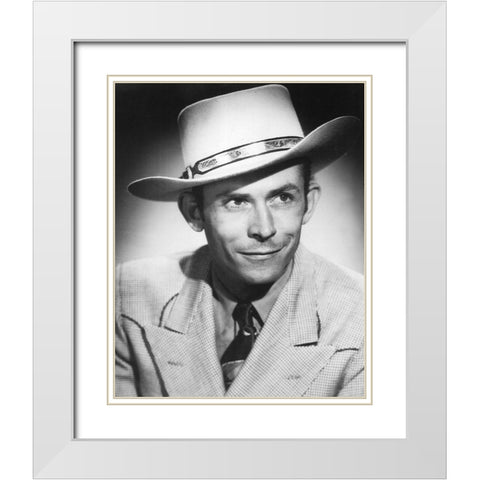 Hank Williams White Modern Wood Framed Art Print with Double Matting by Vintage Music Archive