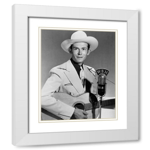Hank Williams White Modern Wood Framed Art Print with Double Matting by Vintage Music Archive