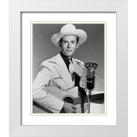 Hank Williams White Modern Wood Framed Art Print with Double Matting by Vintage Music Archive
