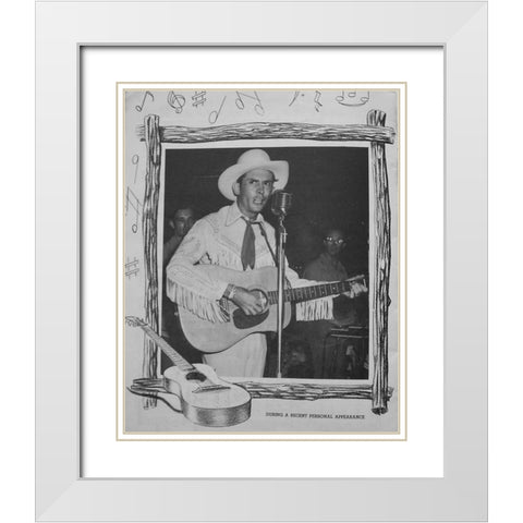 Hank Williams White Modern Wood Framed Art Print with Double Matting by Vintage Music Archive