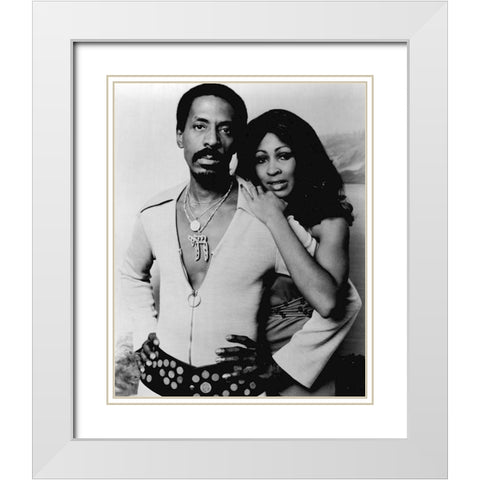 Ike And Tina Turner-1974 White Modern Wood Framed Art Print with Double Matting by Vintage Music Archive