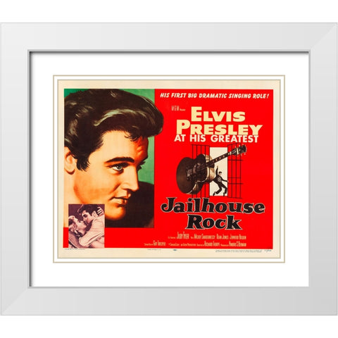 Jailhouse Rock-1957 White Modern Wood Framed Art Print with Double Matting by Vintage Music Archive