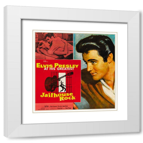 Jailhouse Rock-1957 White Modern Wood Framed Art Print with Double Matting by Vintage Music Archive