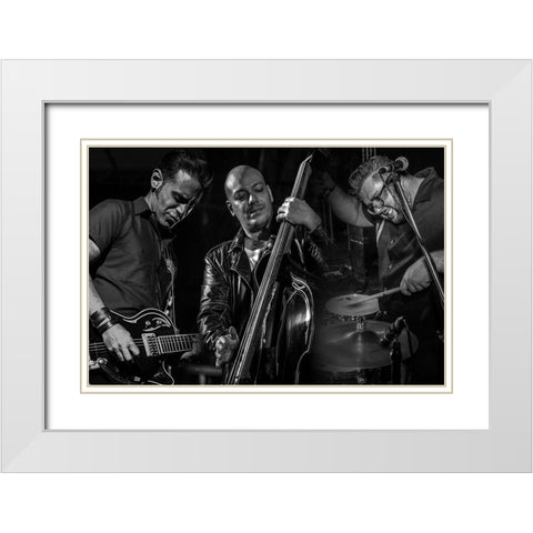 Old Chevy White Modern Wood Framed Art Print with Double Matting by Vintage Music Archive