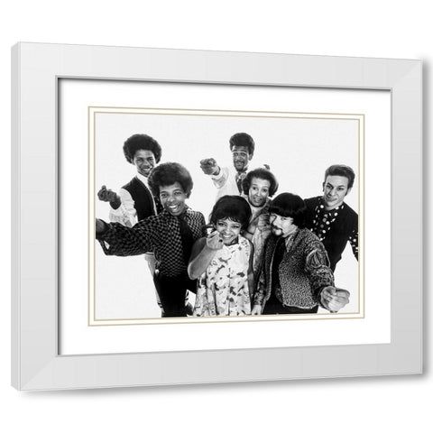 Sly and the Family Stone-1968 White Modern Wood Framed Art Print with Double Matting by Vintage Music Archive