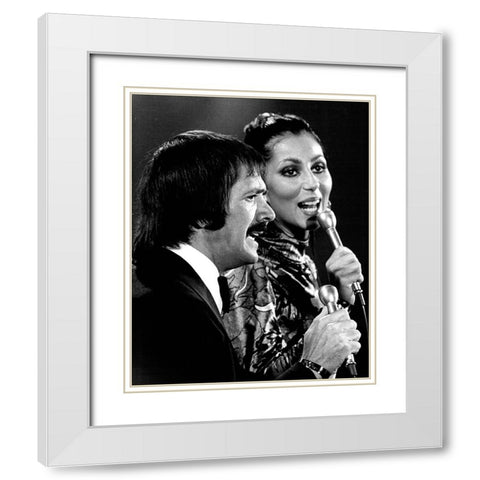 Sonny and Cher Show-1976 White Modern Wood Framed Art Print with Double Matting by Vintage Music Archive