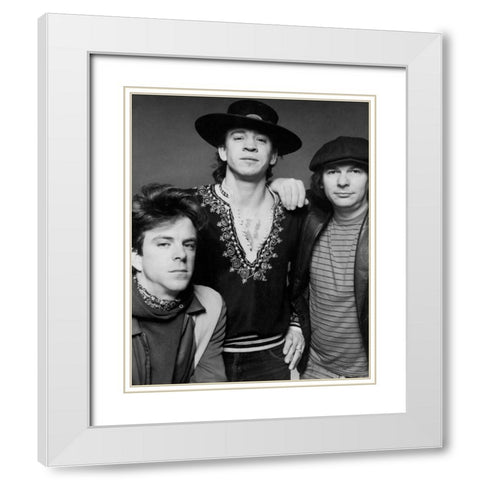 Stevie Ray Vaughn and Double Trouble-1983 White Modern Wood Framed Art Print with Double Matting by Vintage Music Archive