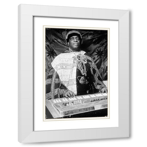 Sun Ra-1973 White Modern Wood Framed Art Print with Double Matting by Vintage Music Archive