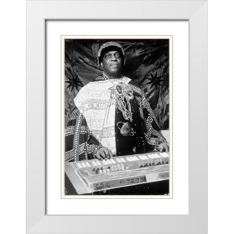 Sun Ra-1973 White Modern Wood Framed Art Print with Double Matting by Vintage Music Archive