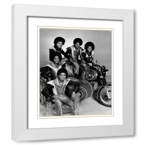 The Jacksons-1977 White Modern Wood Framed Art Print with Double Matting by Vintage Music Archive