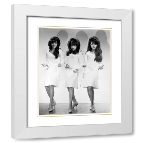 The Ronettes White Modern Wood Framed Art Print with Double Matting by Vintage Music Archive
