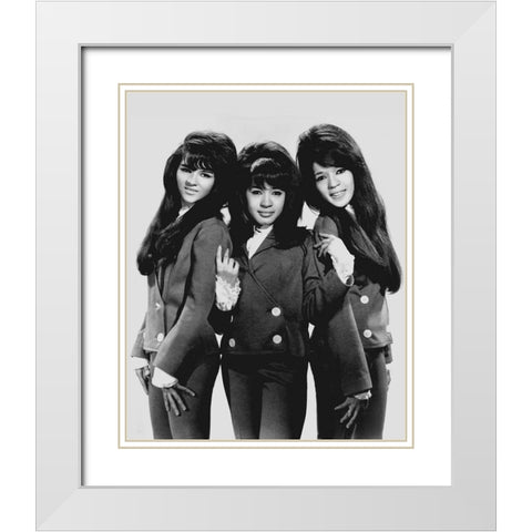 The Ronettes-1966 White Modern Wood Framed Art Print with Double Matting by Vintage Music Archive