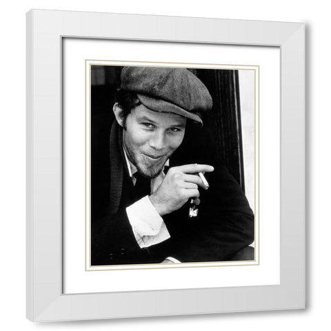 Tom Waits-1974 White Modern Wood Framed Art Print with Double Matting by Vintage Music Archive