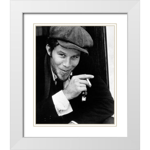 Tom Waits-1974 White Modern Wood Framed Art Print with Double Matting by Vintage Music Archive