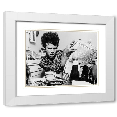 Tom Waits-1979 White Modern Wood Framed Art Print with Double Matting by Vintage Music Archive