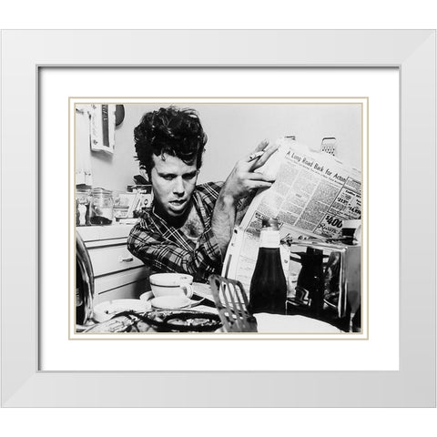 Tom Waits-1979 White Modern Wood Framed Art Print with Double Matting by Vintage Music Archive