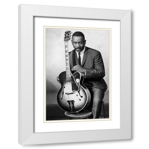Wes Montgomery-1960s White Modern Wood Framed Art Print with Double Matting by Vintage Music Archive