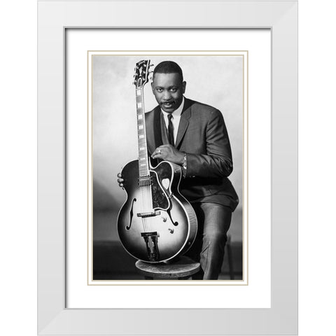 Wes Montgomery-1960s White Modern Wood Framed Art Print with Double Matting by Vintage Music Archive