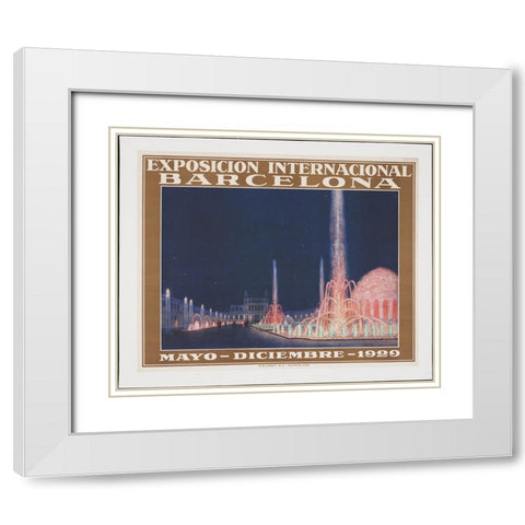 Barcelona-1929 White Modern Wood Framed Art Print with Double Matting by Worlds Fair Posters