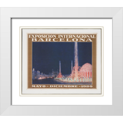 Barcelona-1929 White Modern Wood Framed Art Print with Double Matting by Worlds Fair Posters