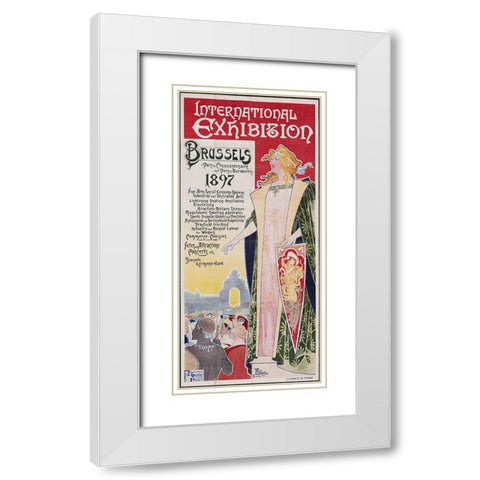 Brussels-1897 White Modern Wood Framed Art Print with Double Matting by Worlds Fair Posters