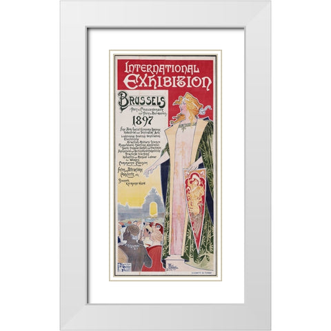 Brussels-1897 White Modern Wood Framed Art Print with Double Matting by Worlds Fair Posters
