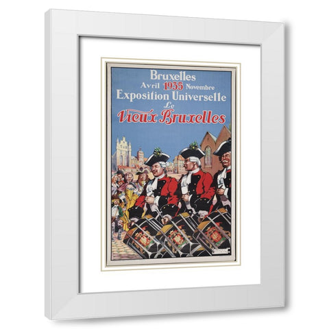 Brussels-1935 White Modern Wood Framed Art Print with Double Matting by Worlds Fair Posters