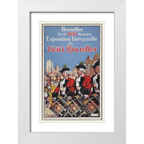 Brussels-1935 White Modern Wood Framed Art Print with Double Matting by Worlds Fair Posters