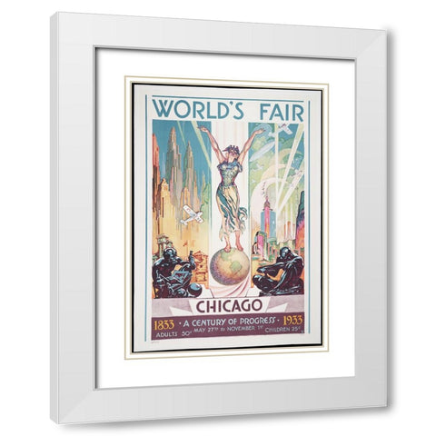 Chicago-1933-Lady White Modern Wood Framed Art Print with Double Matting by Worlds Fair Posters