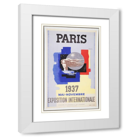 Paris-1937-Head White Modern Wood Framed Art Print with Double Matting by Worlds Fair Posters