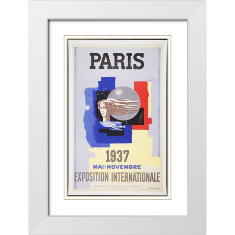 Paris-1937-Head White Modern Wood Framed Art Print with Double Matting by Worlds Fair Posters