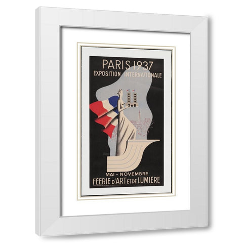 Paris-1937-Lady White Modern Wood Framed Art Print with Double Matting by Worlds Fair Posters