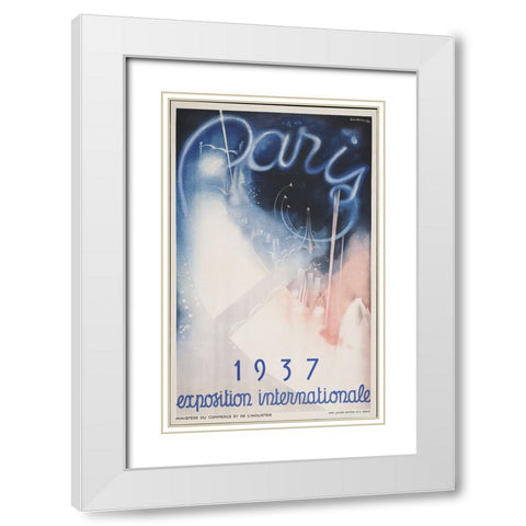 Paris-1937 White Modern Wood Framed Art Print with Double Matting by Worlds Fair Posters