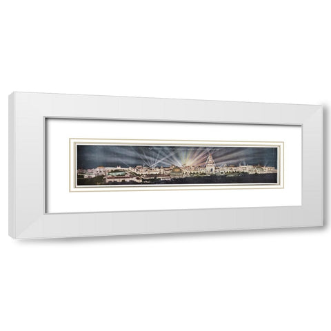 San Francisco-1915-Panorama City at Night 2 White Modern Wood Framed Art Print with Double Matting by Worlds Fair Posters