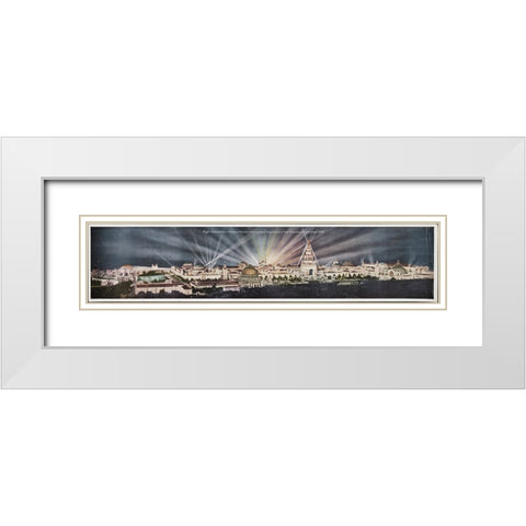 San Francisco-1915-Panorama City at Night 2 White Modern Wood Framed Art Print with Double Matting by Worlds Fair Posters